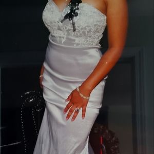 Size 8. Silver formal gown/dress